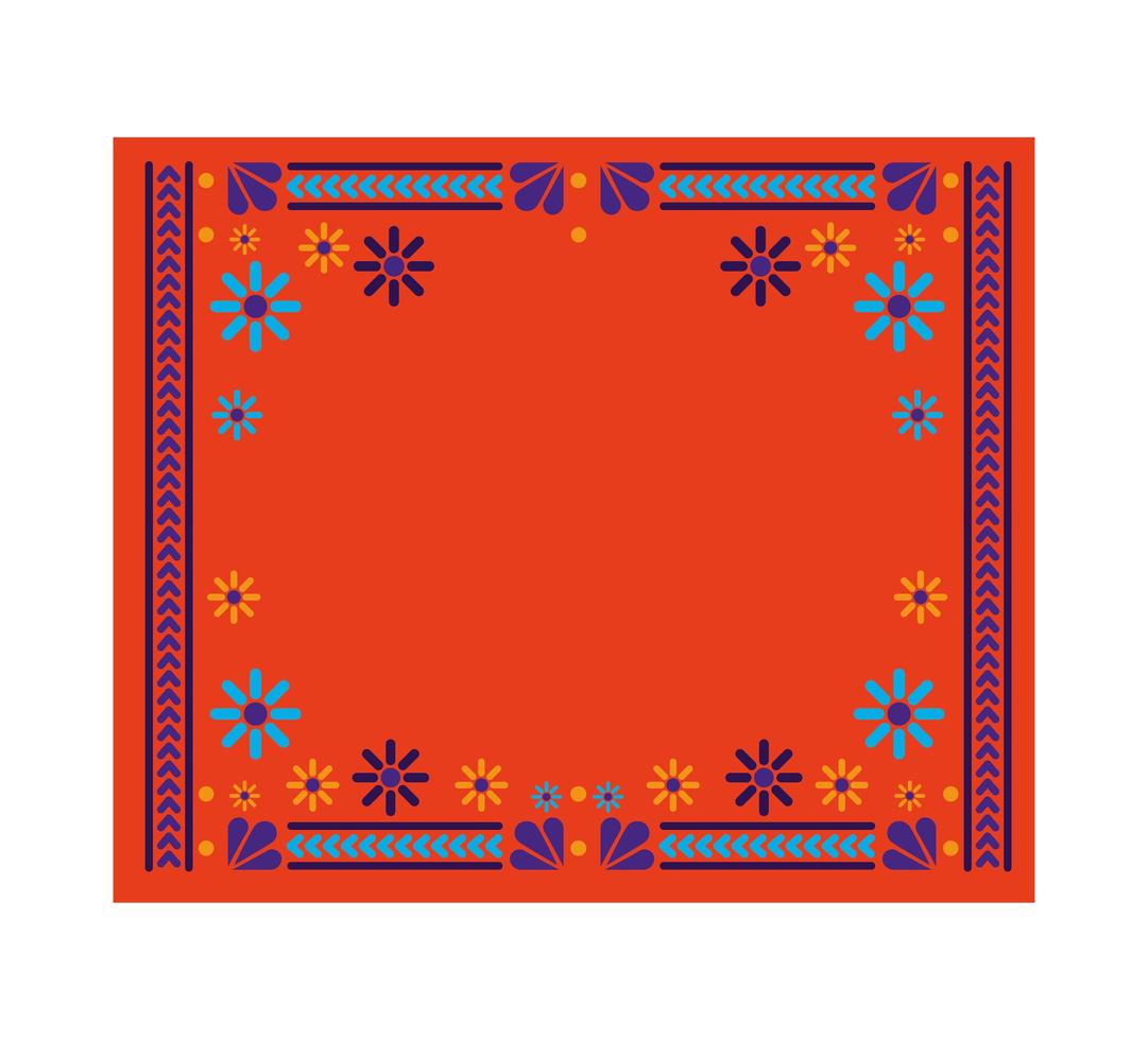 Mexican carpet with a floral frame vector