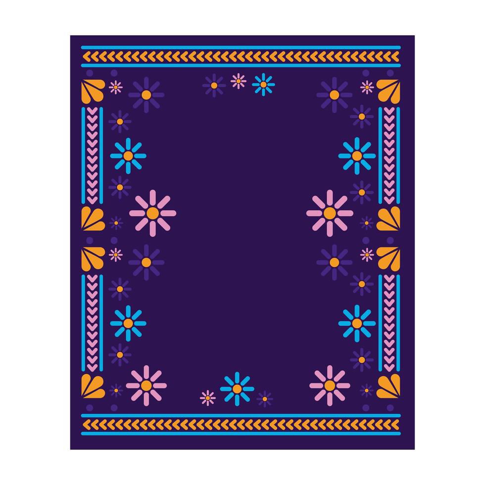 Mexican carpet with a floral frame vector