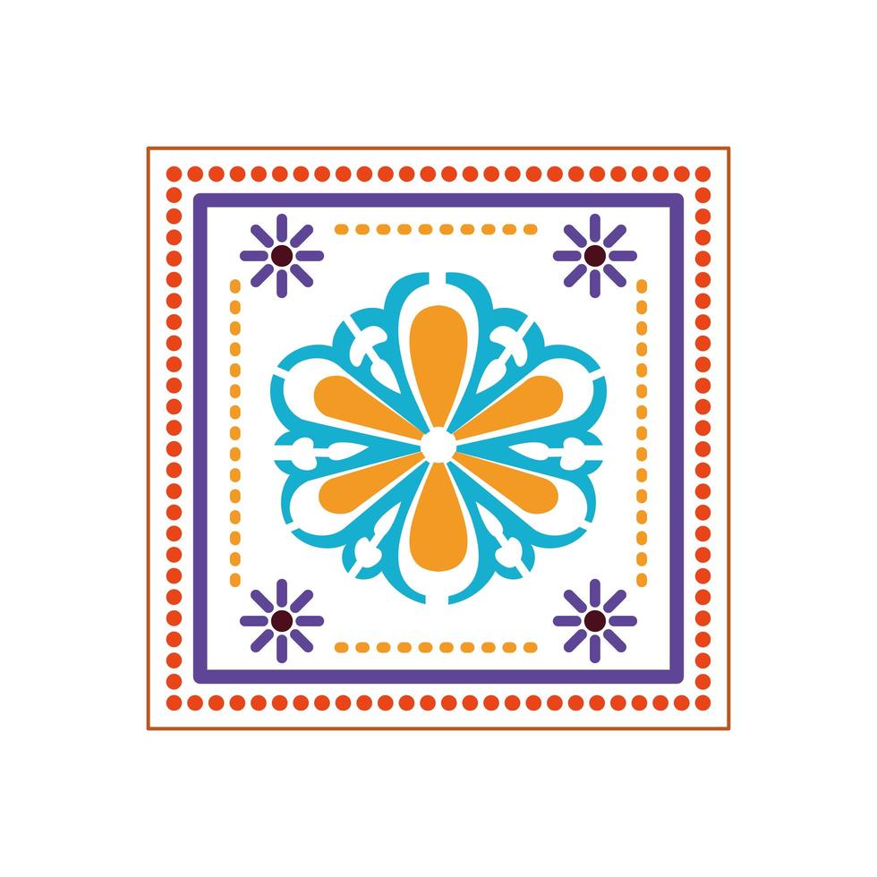 Mexican icon of a sunflower with colors vector