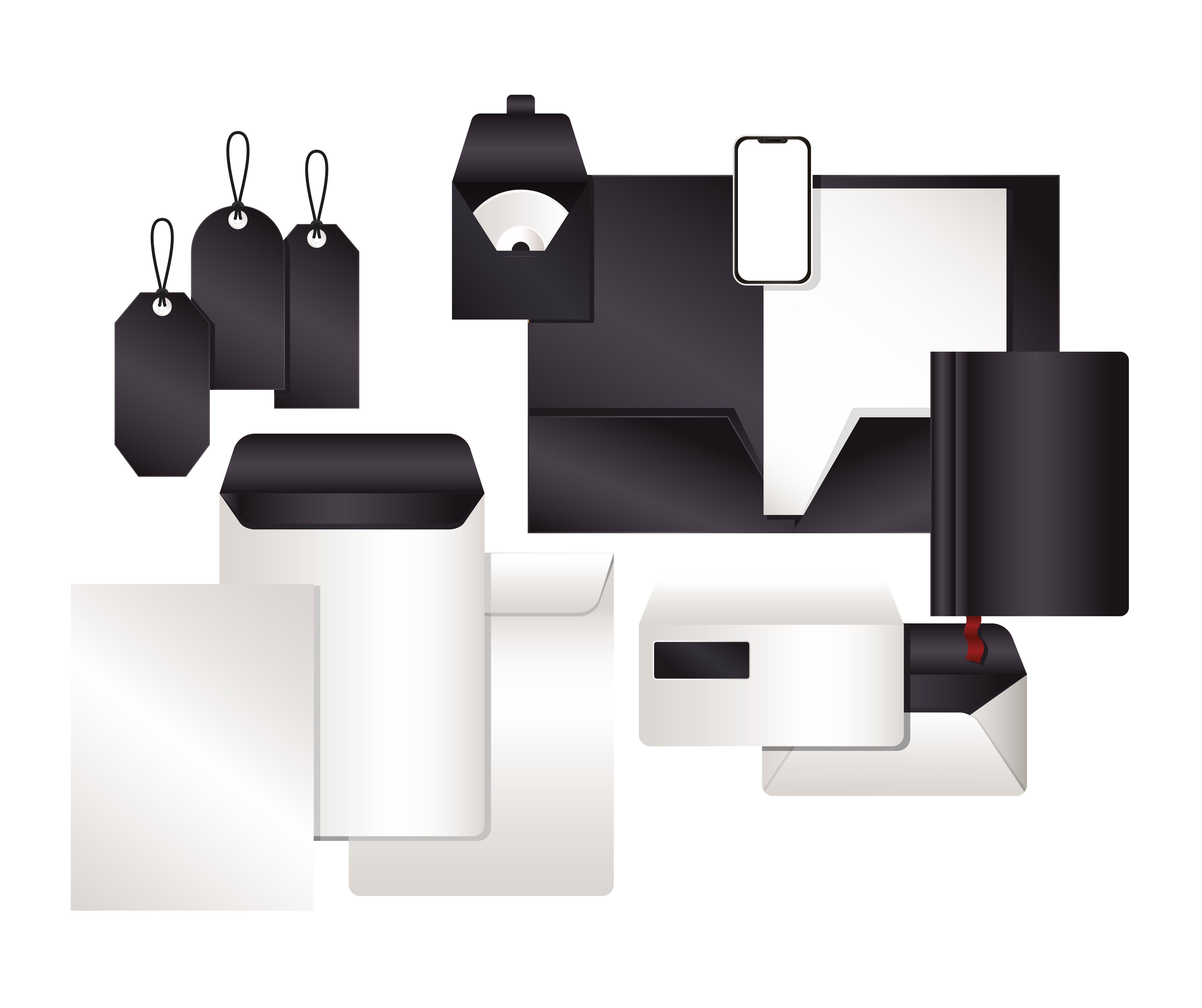 Mockup set with black branding design 1777398 Vector Art at Vecteezy