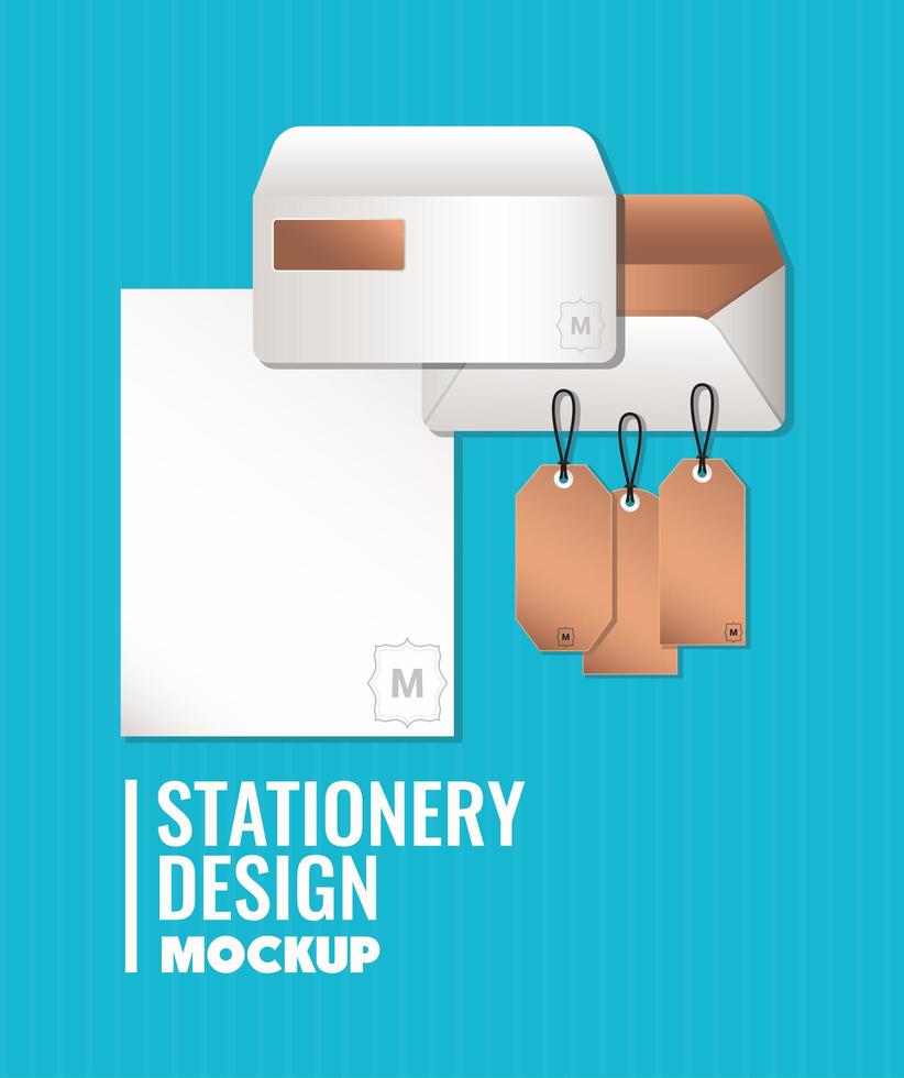 Branding mockup envelopes and labels design vector