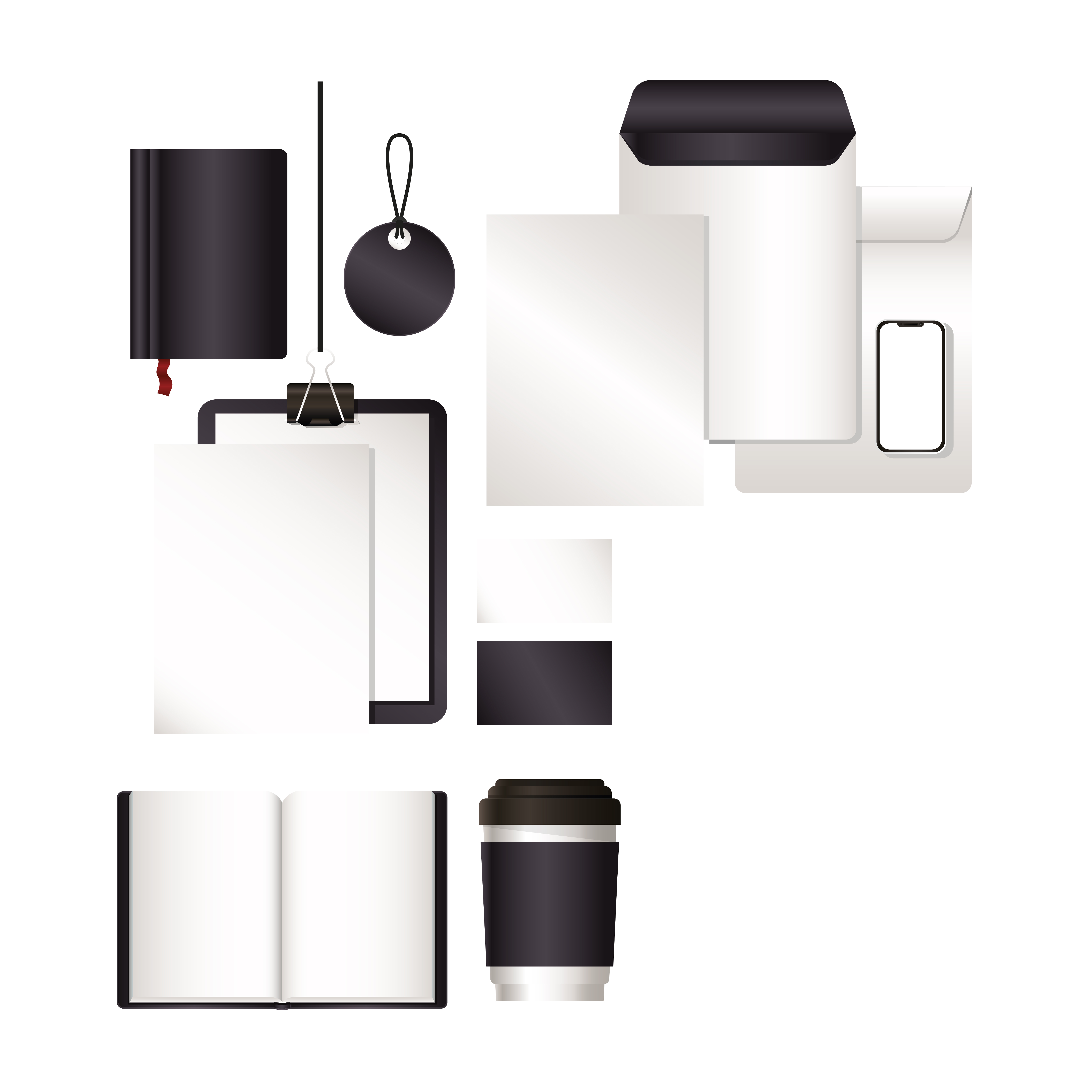 Mockup set with black branding design 1777431 Vector Art at Vecteezy