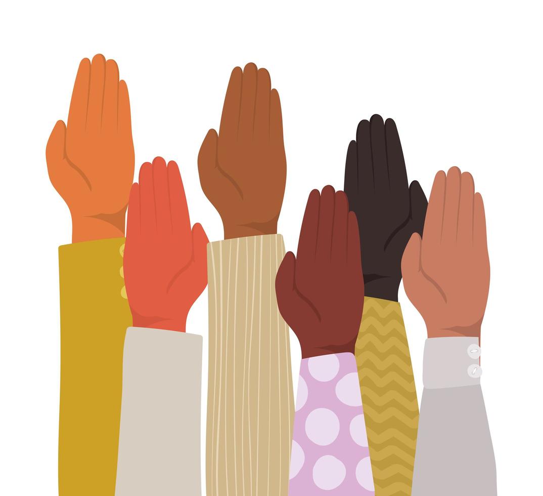 Up closed palm of different types of skins vector