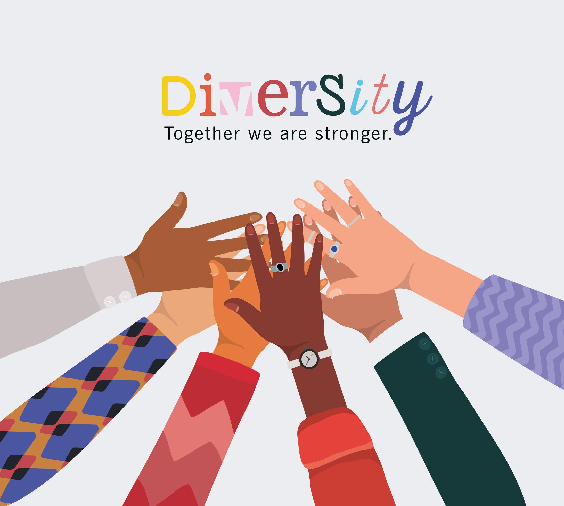 Diversity together we are stronger and hands touching 1777452 Vector Art at Vecteezy
