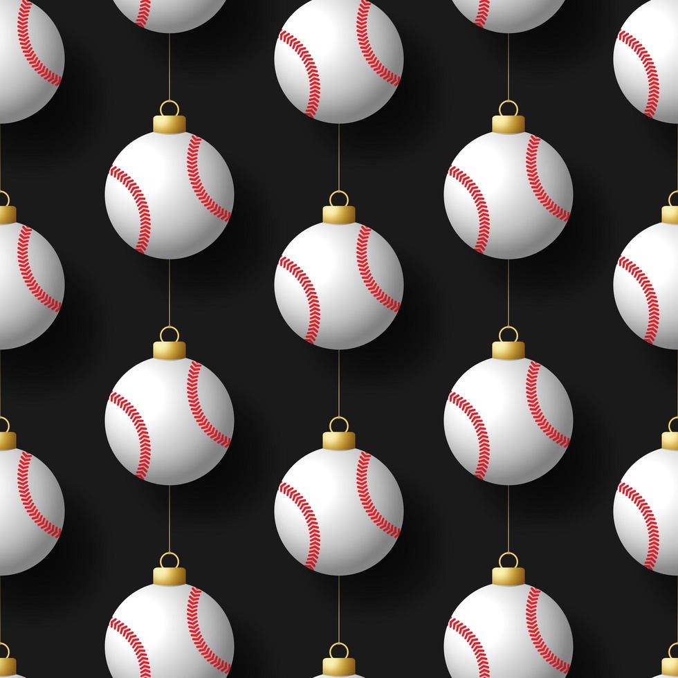 adornos de béisbol colgantes de navidad de patrones sin fisuras vector
