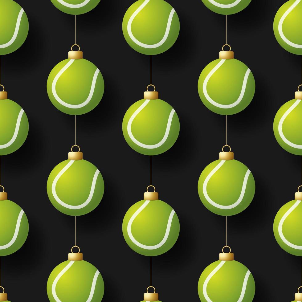 Navidad colgando adornos de pelota de tenis de patrones sin fisuras vector