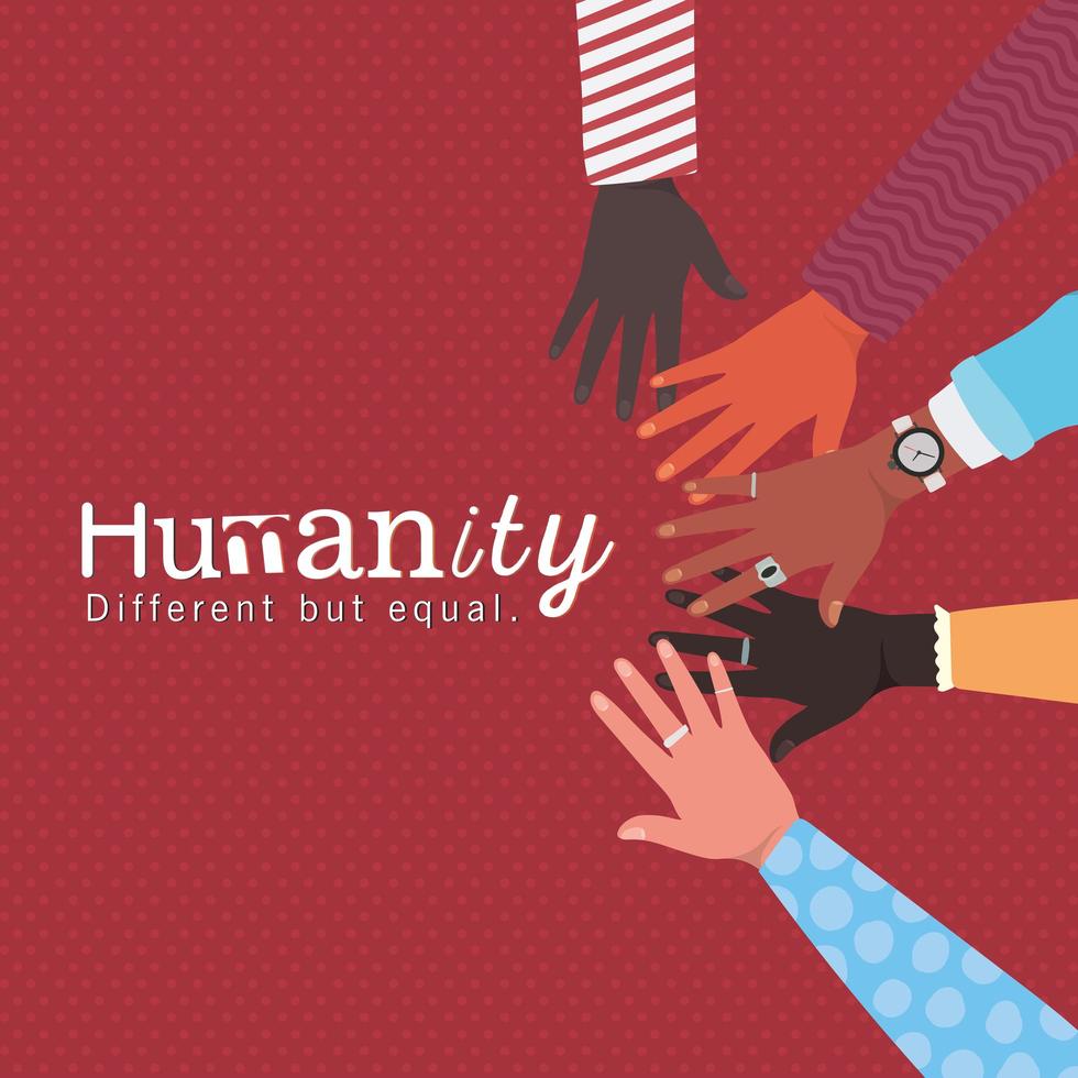 Humanity different but equal and diversity hands vector