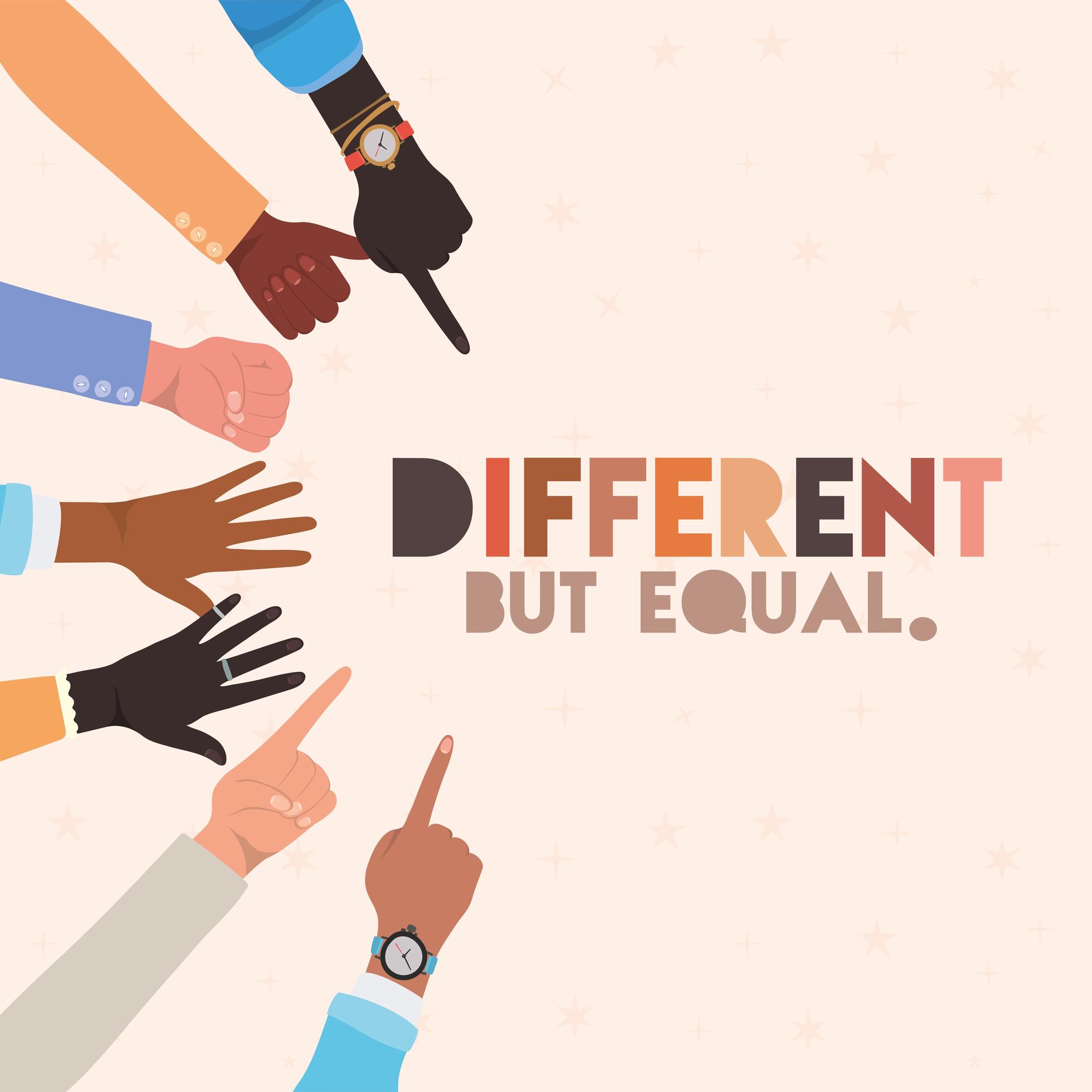 Different but equal and diversity skins hands signs design 1777494