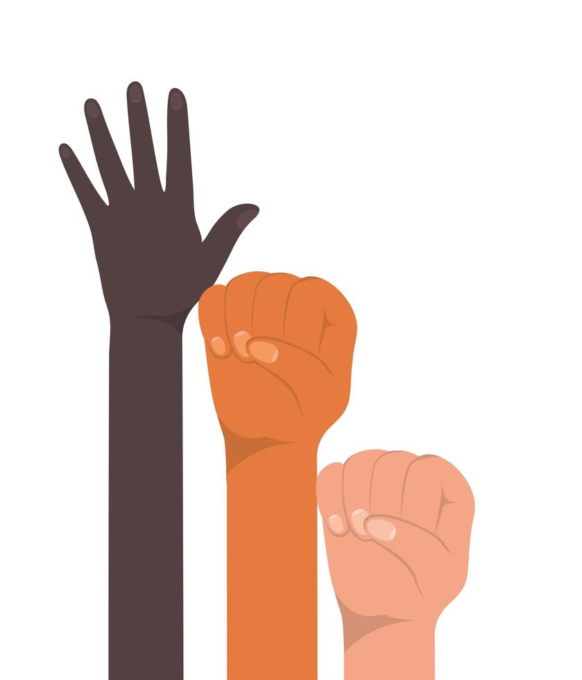 Fist sign and open hands up vector