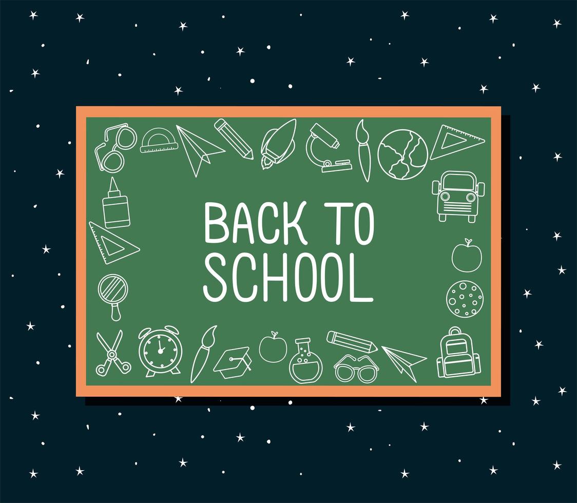 Chalk icon set of back to school board vector