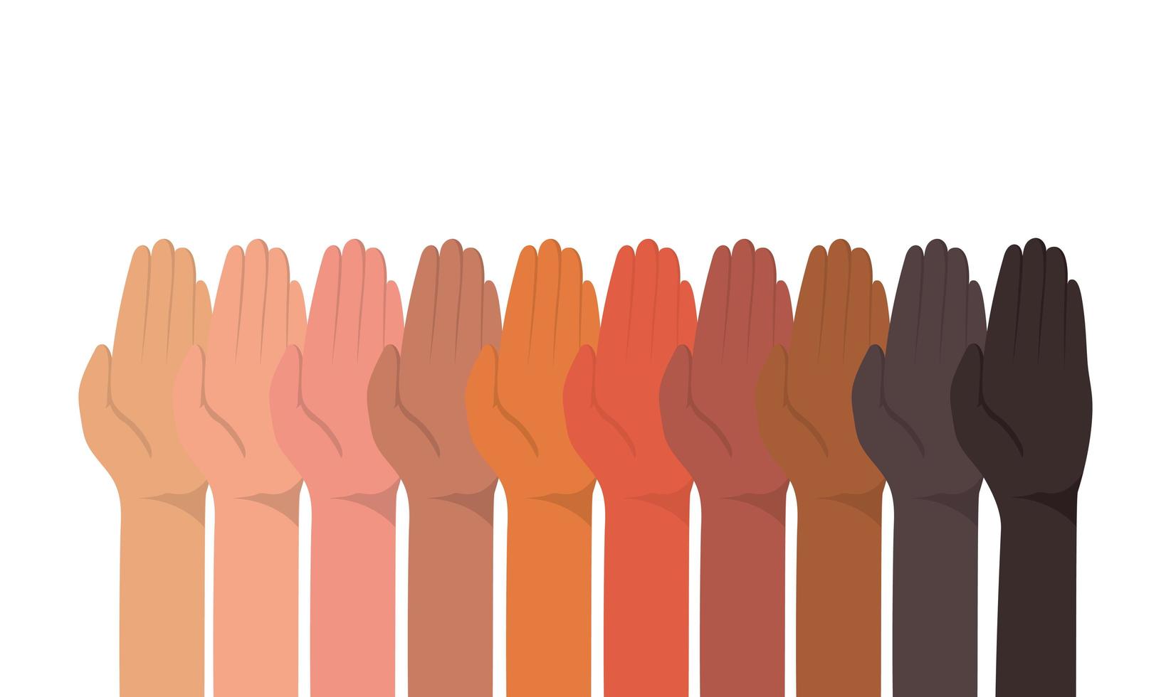 Up closed palm of different types of skins vector