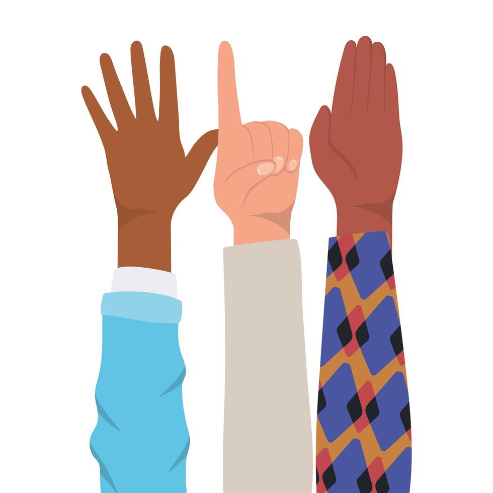 Number one sign and open hands up vector