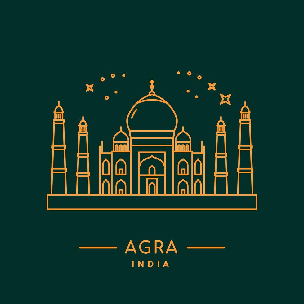 Taj Mahal line design vector