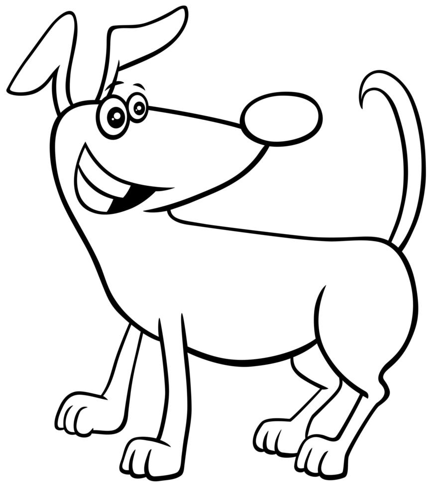 Cartoon dog character coloring book page vector