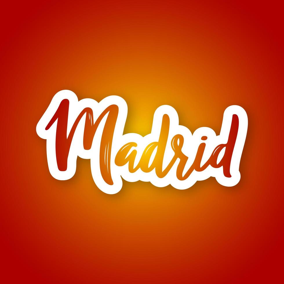 Madrid hand drawn lettering on gradient vector