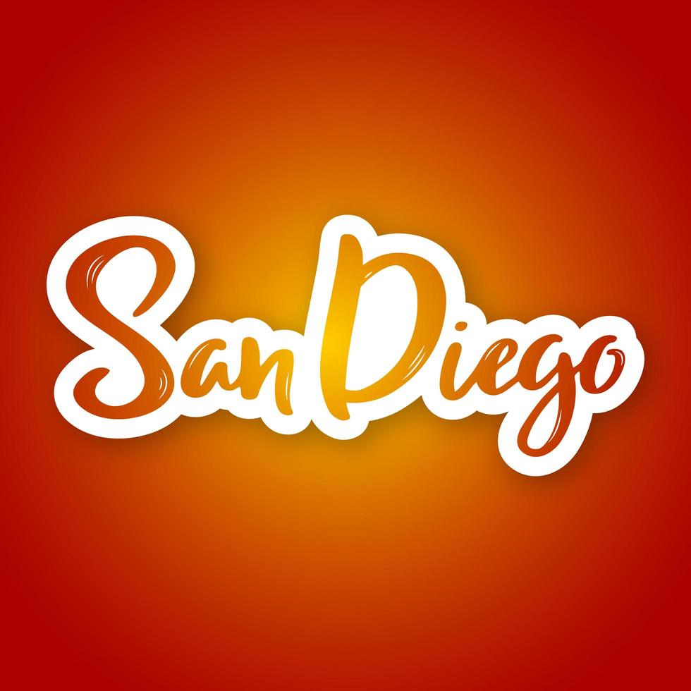 San Diego hand drawn lettering on gradient vector