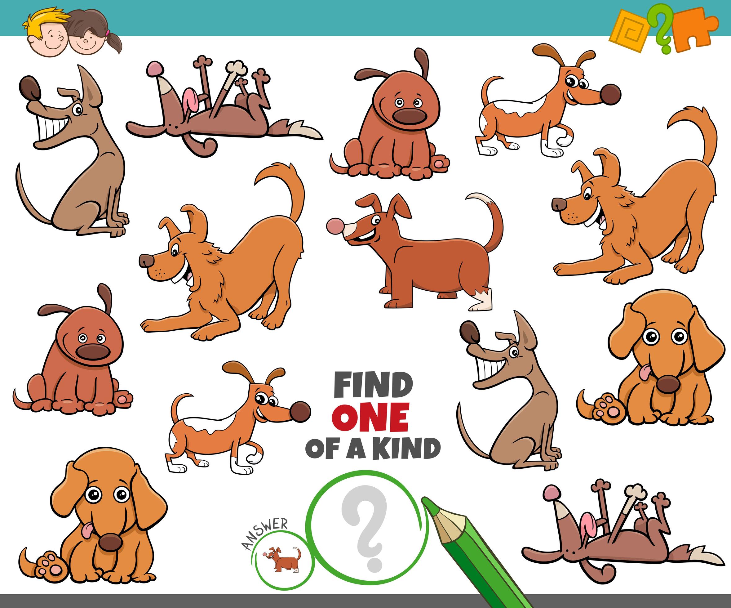 One of a kind task for kids vector
