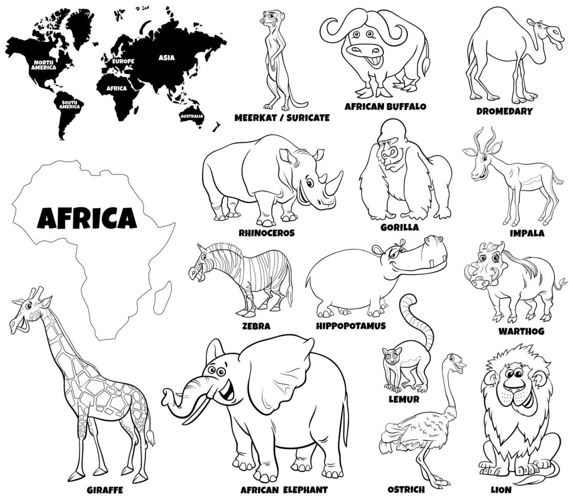 Educational set of African animals vector