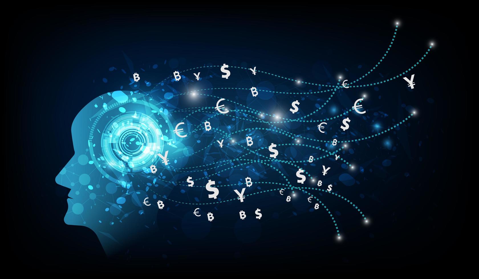 inteligencia artificial abstracta. transferencia de dinero. vector