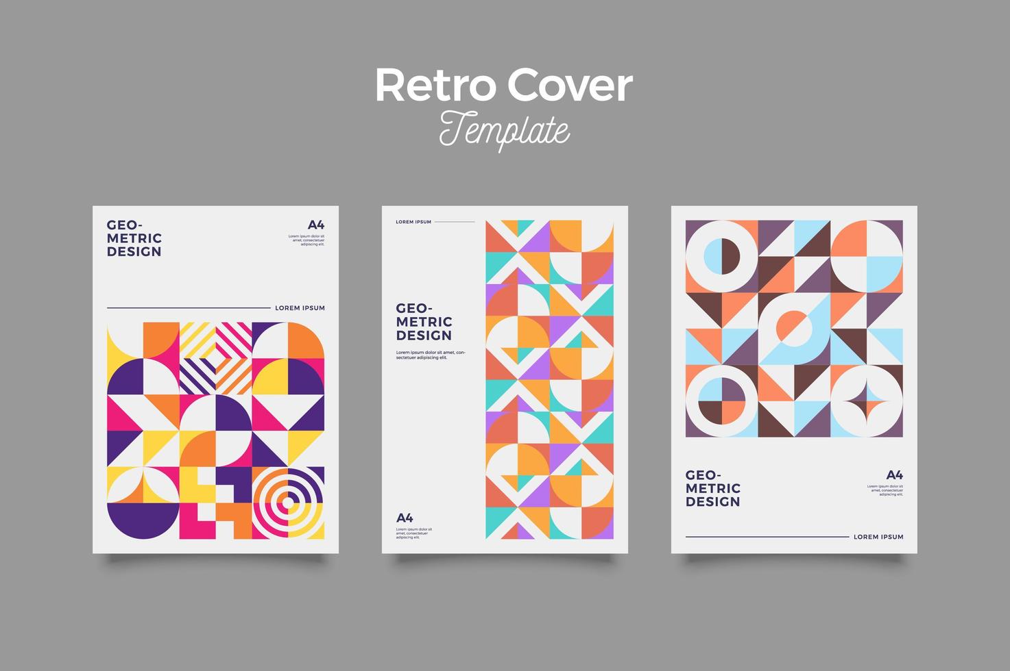 diseño de portada retro bauhaus vector