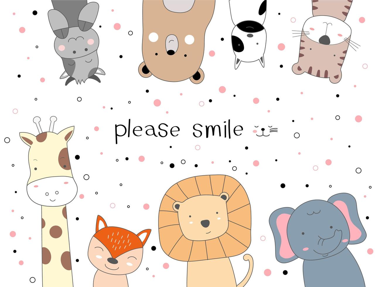 Hand drawn cute animals vector