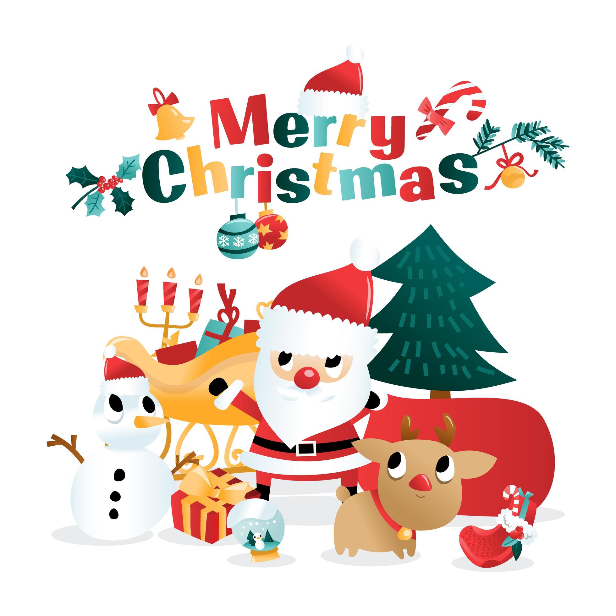 Fun Cartoon Christmas Holiday Scene 1777817 Vector Art at Vecteezy
