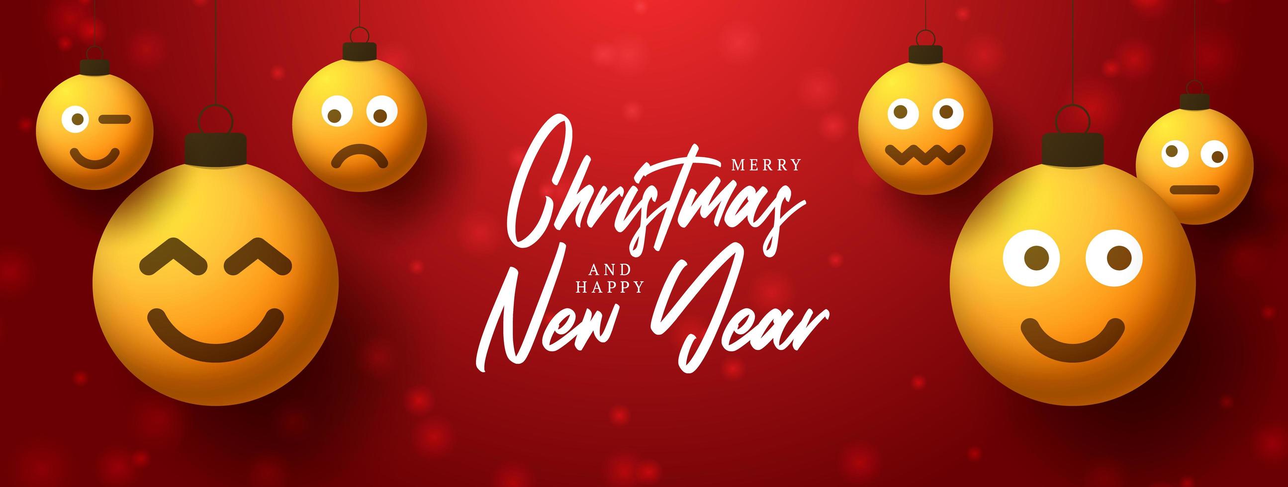 Christmas and new year greeting with emoji face ornaments 1777857 Vector Art at Vecteezy