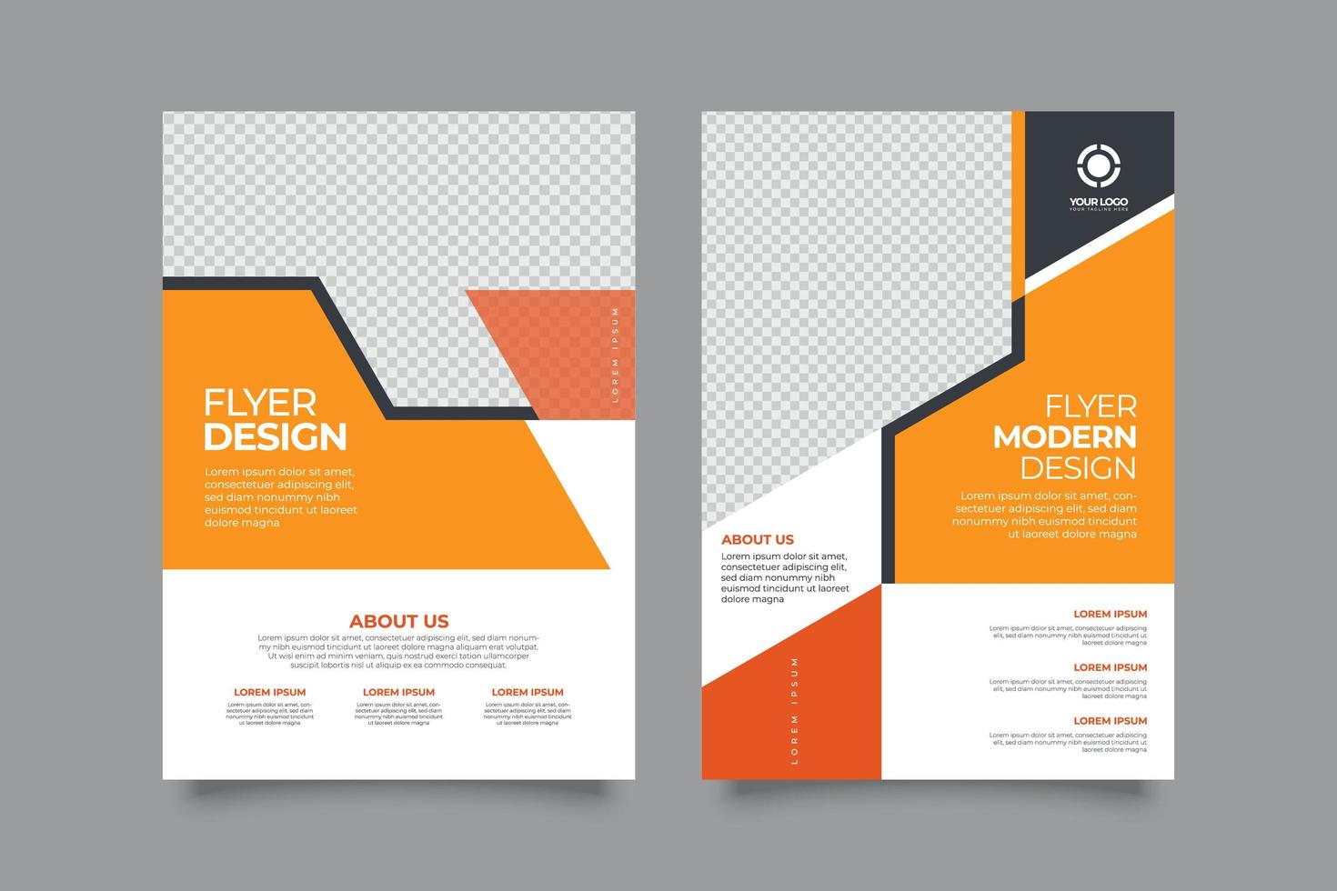 Business cover layout template with orange shapes vector