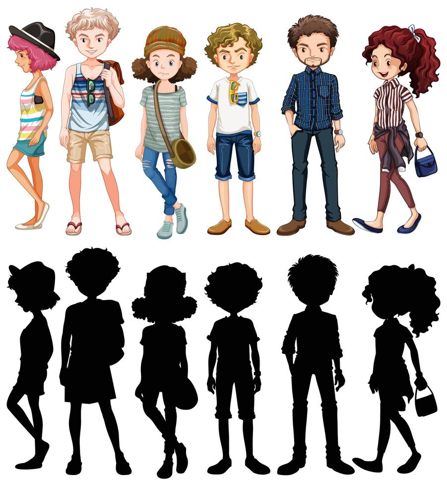 conjunto de personaje de dibujos animados vector