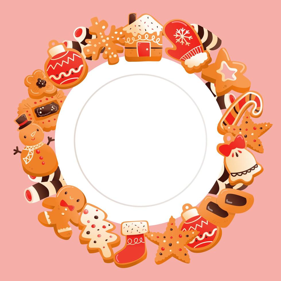 Diseño de espacio de copia de galletas de Navidad de pan de jengibre super lindo vector