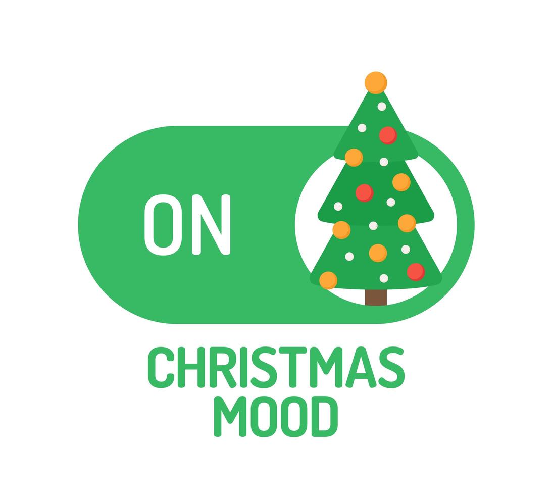 Christmas mood ON switch with decorated tree vector