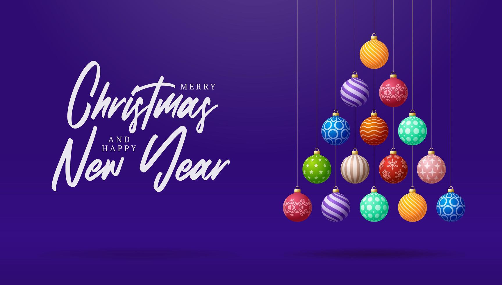 árbol de navidad creativo hecho de bolas de colores sobre morado vector