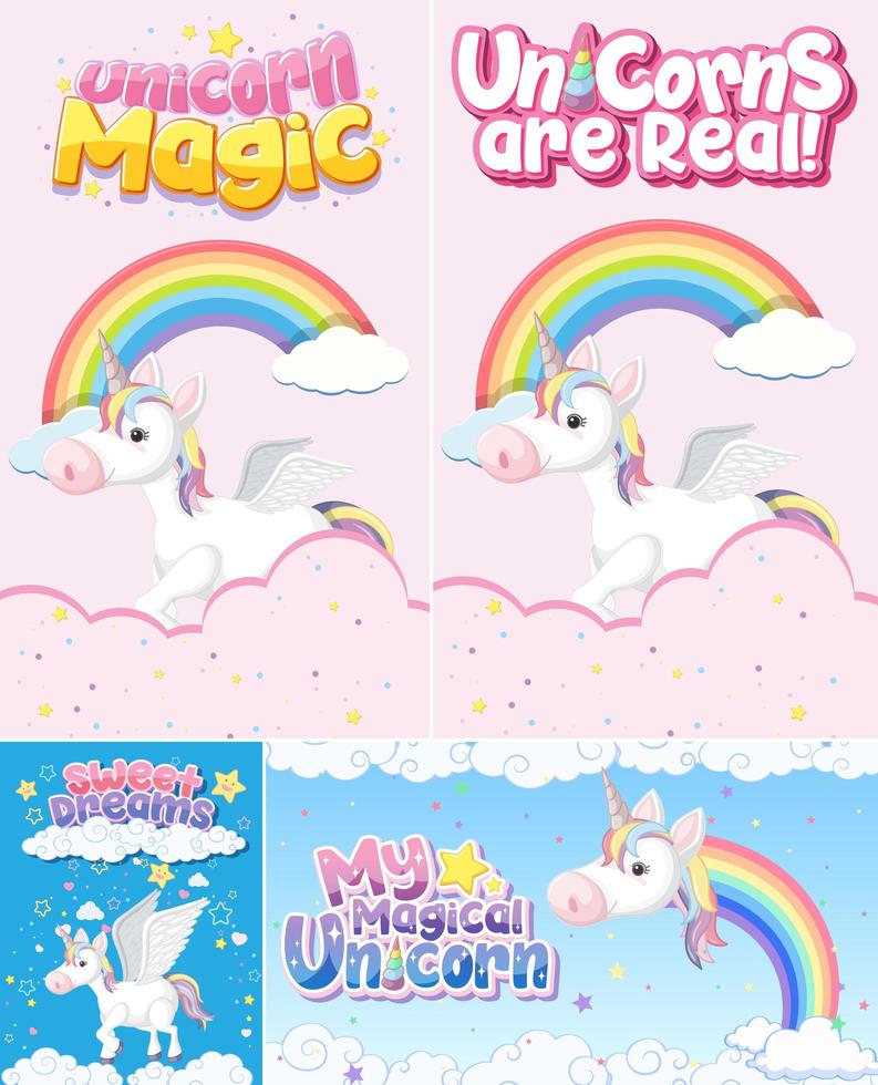 lindo banner de unicornio en color de fondo pastel vector