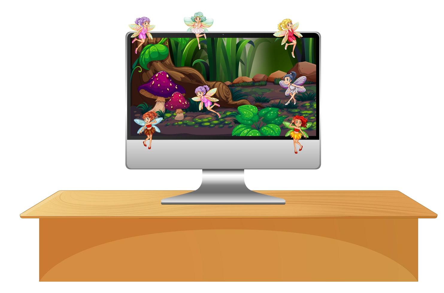 hada pixie en la pantalla de la computadora vector