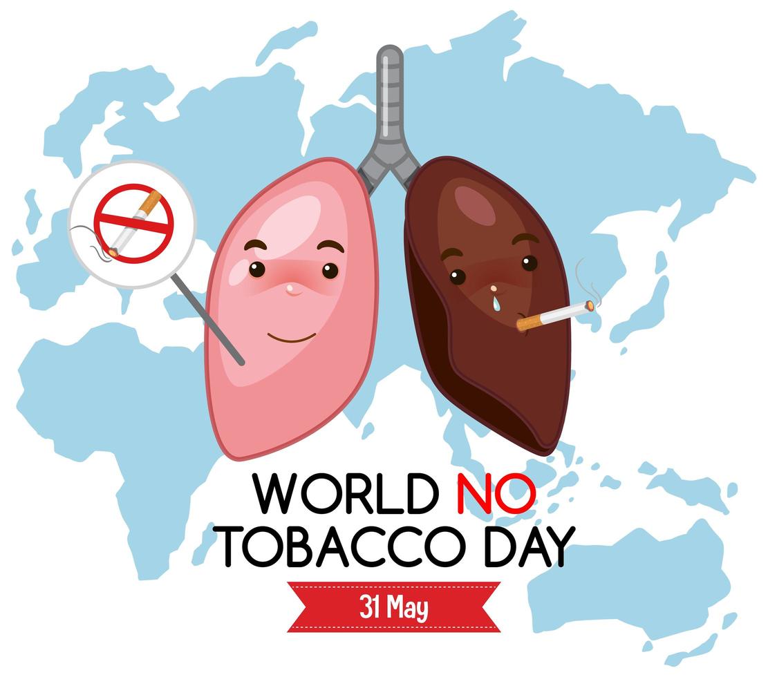 World No Tobacco Day logo with different lungs on world map background vector