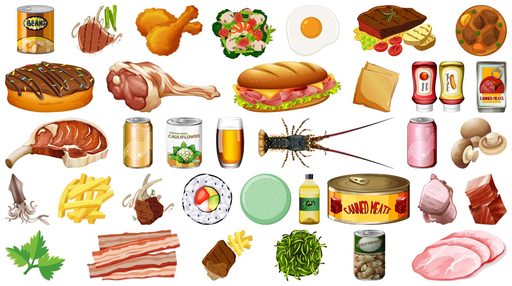 Set of food isolated vector