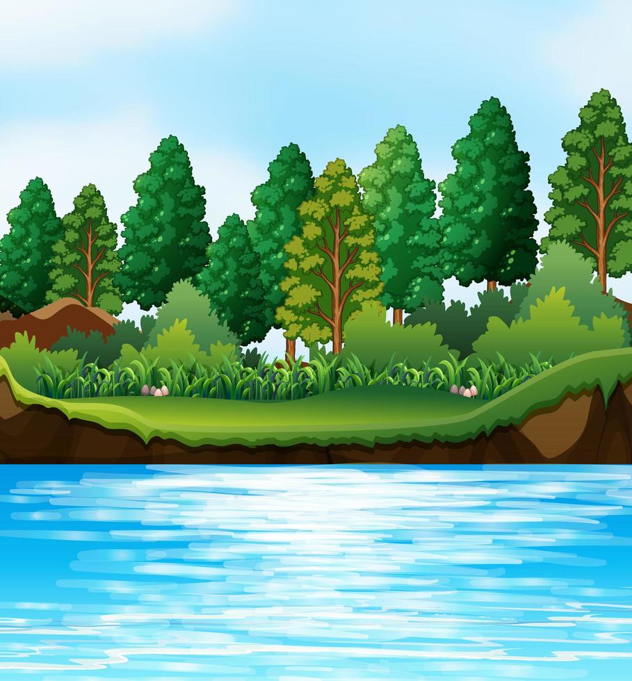 Putdoor river nature scene vector