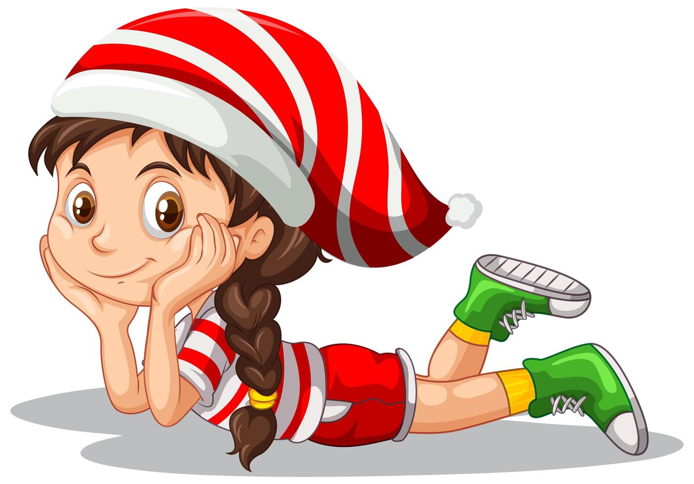 Cute girl in christmas costume cartoon character vector