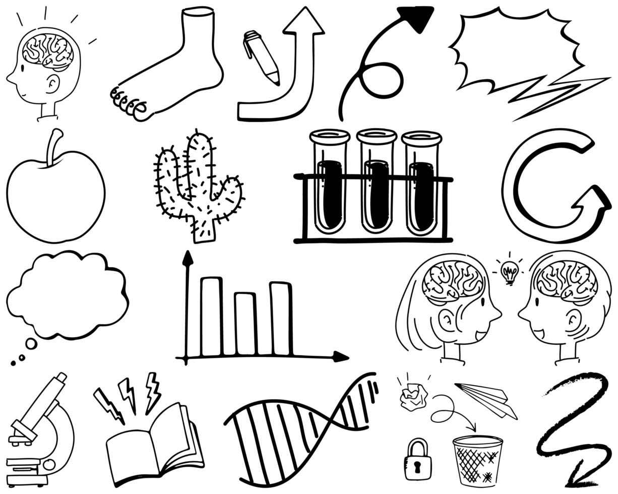 Set of item and symbol hand drawn doodle vector