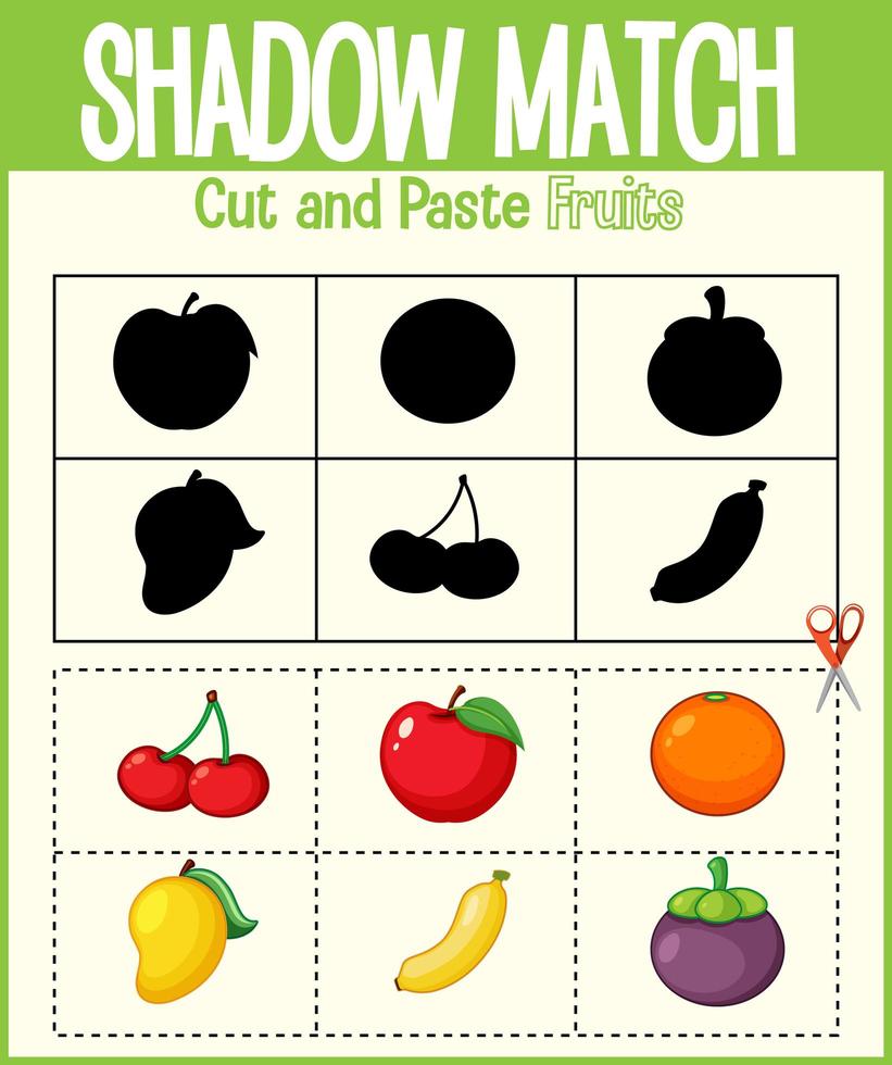 Find the correct shadow, shadow match worksheet for kindergarten student vector