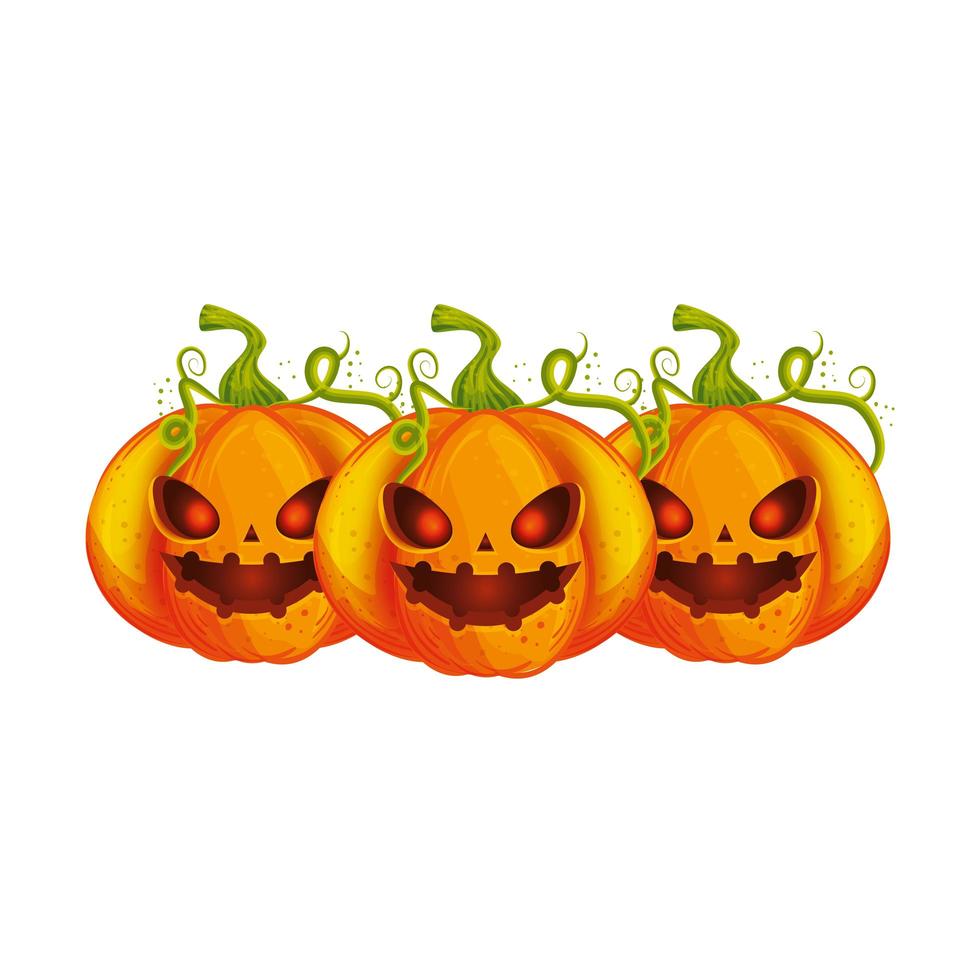 espeluznante composición de calabazas de halloween vector