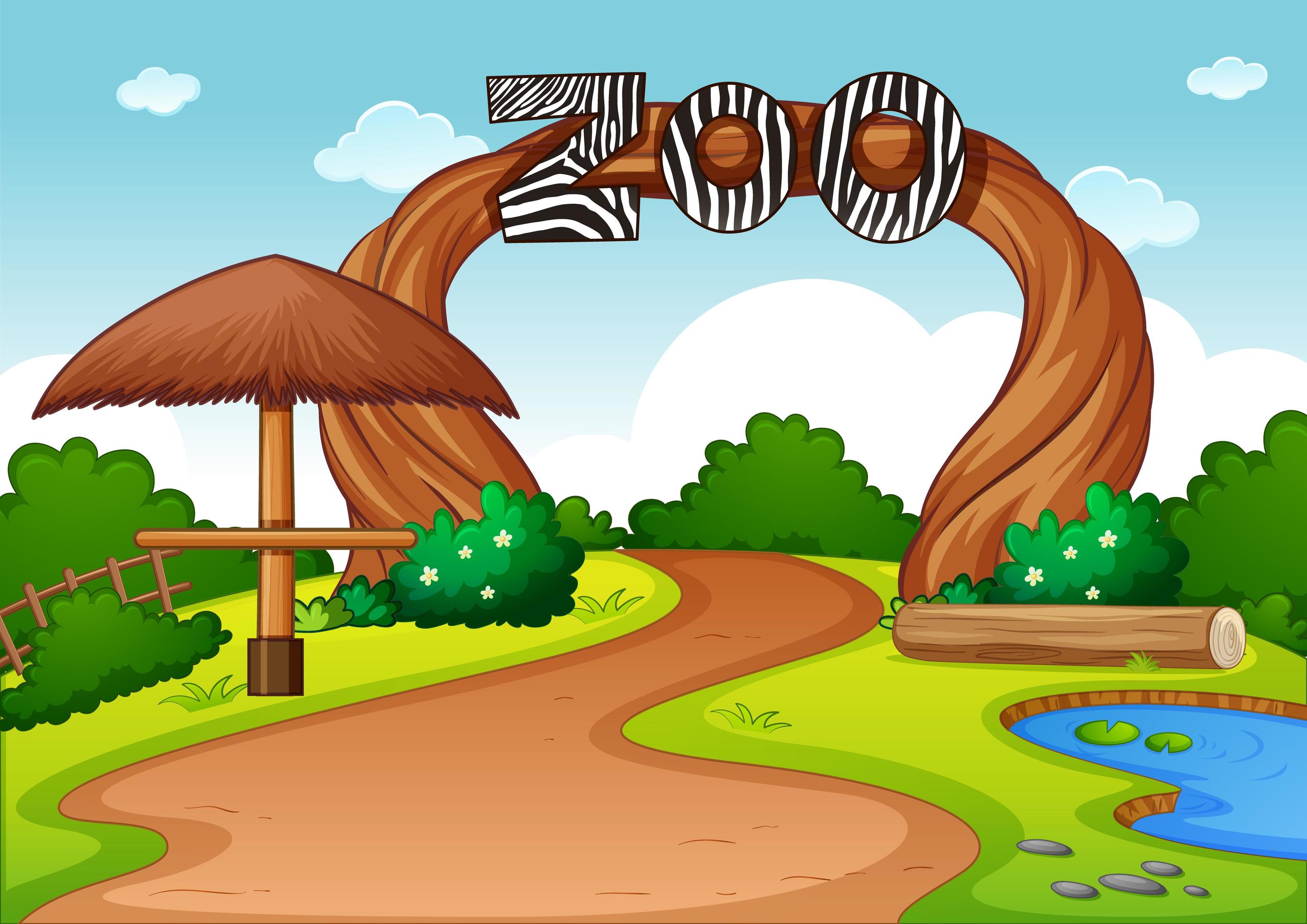 Empty zoo in nature scene 1778182 Vector Art at Vecteezy