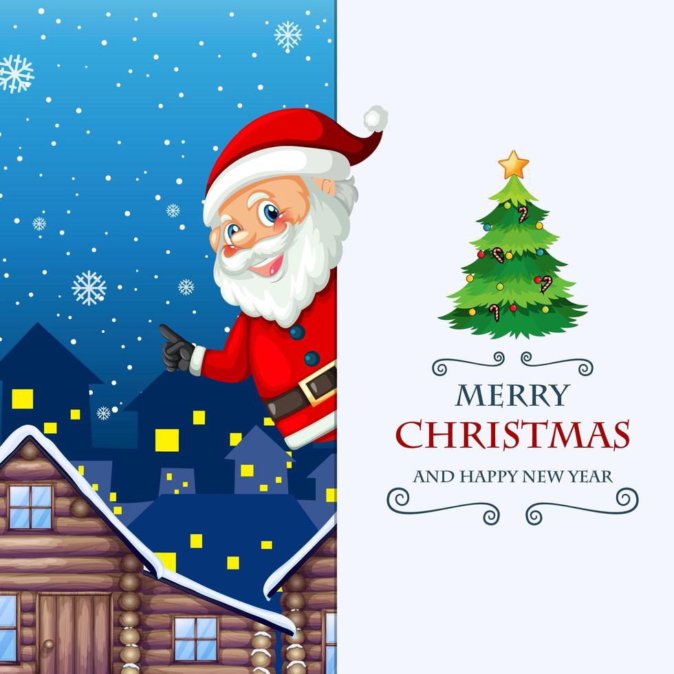 Merry Christmas and happy new year greeting card with Santa Claus vector