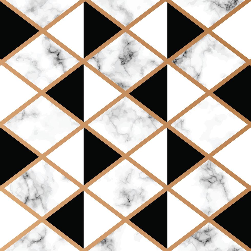 Marble texture design with golden geometric lines vector