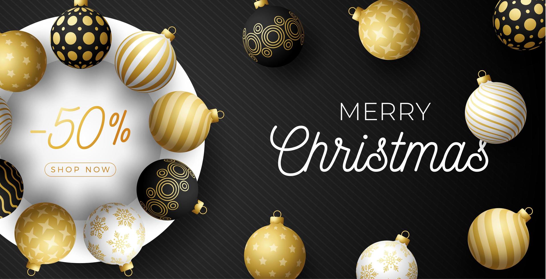 Luxury Christmas sale banner with ornate ball ornaments vector