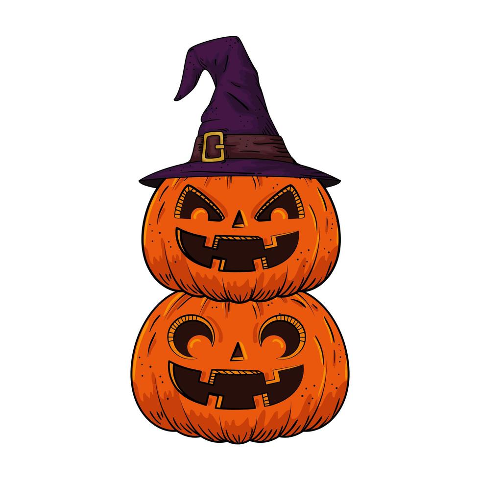 Halloween pumpkins stacked vector