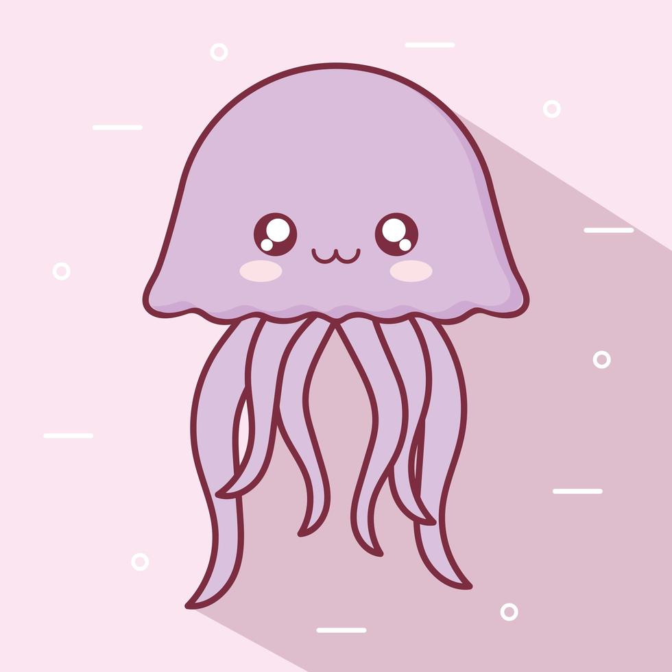 Diseño de dibujos animados de animales medusas kawaii vector