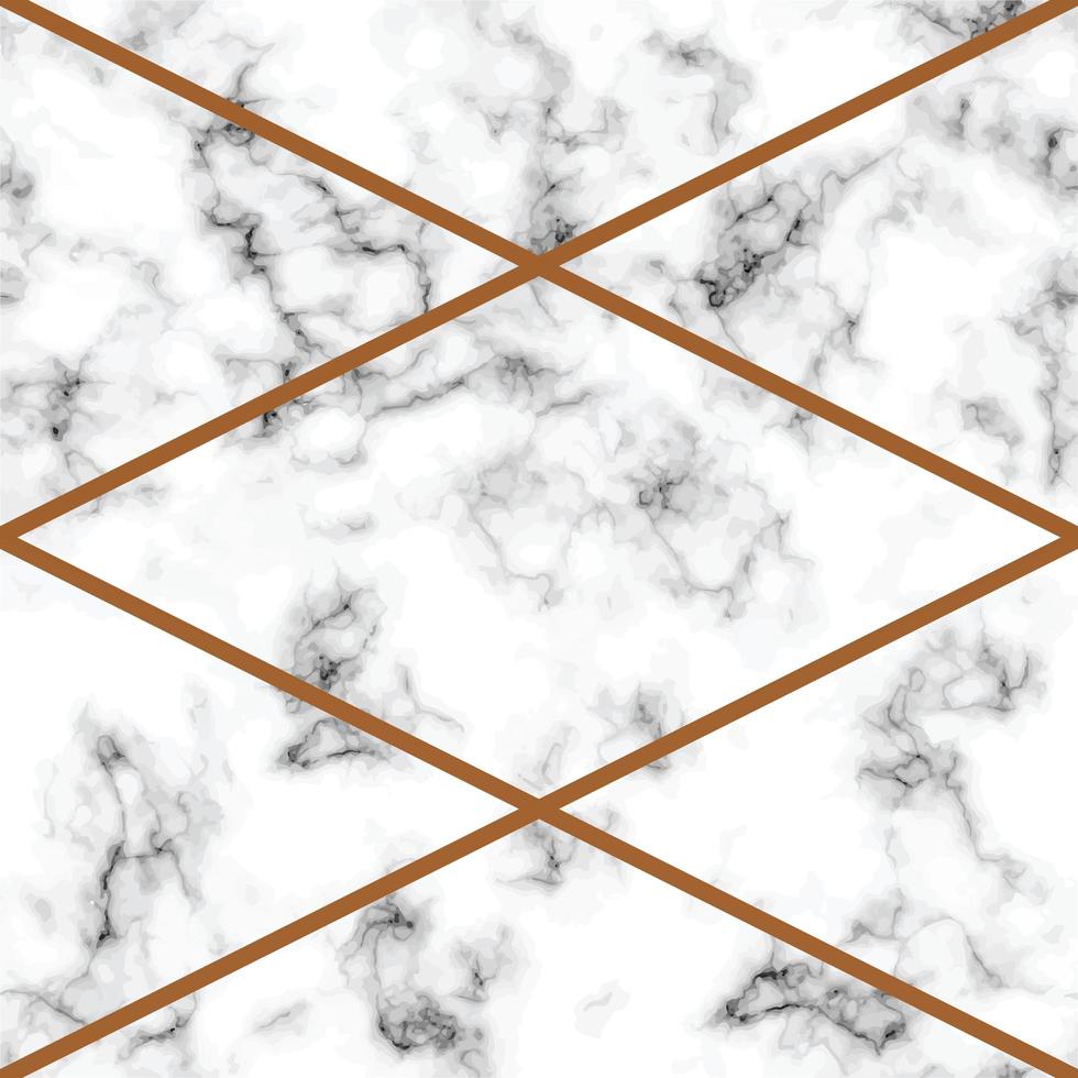 Marble texture design with golden geometric lines vector