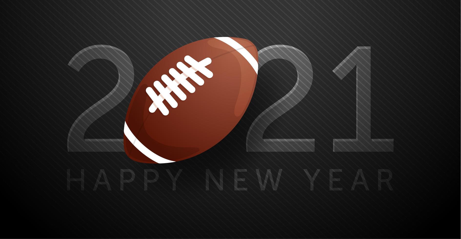 New year 2021 card with American football vector