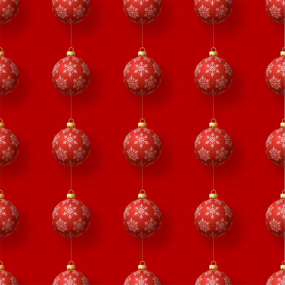 Christmas hanging red snowflake ornaments seamless pattern vector